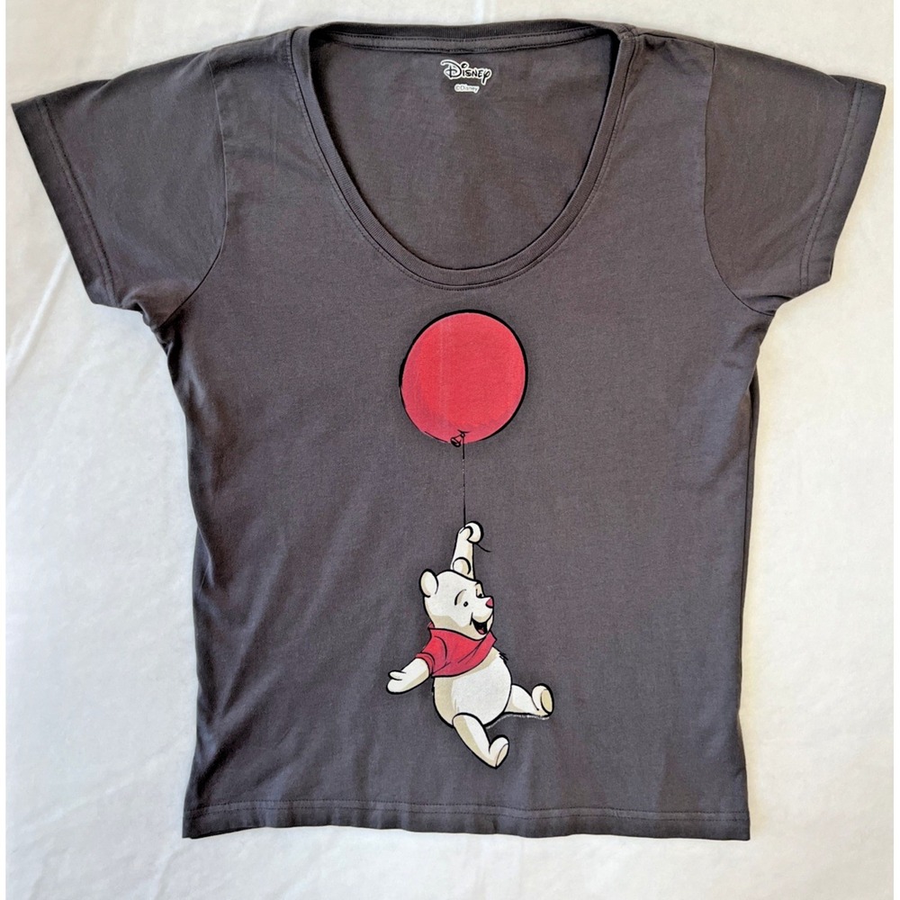 Disney Winnie the Pooh Red Balloon Graphic T-Shirt Grey‎ Women's 2XL Top